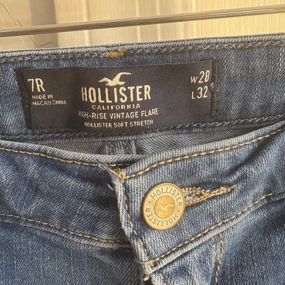 Hollister Blue Flare Wide Leg Jeans with Distressed Details - Picture 3 of 4